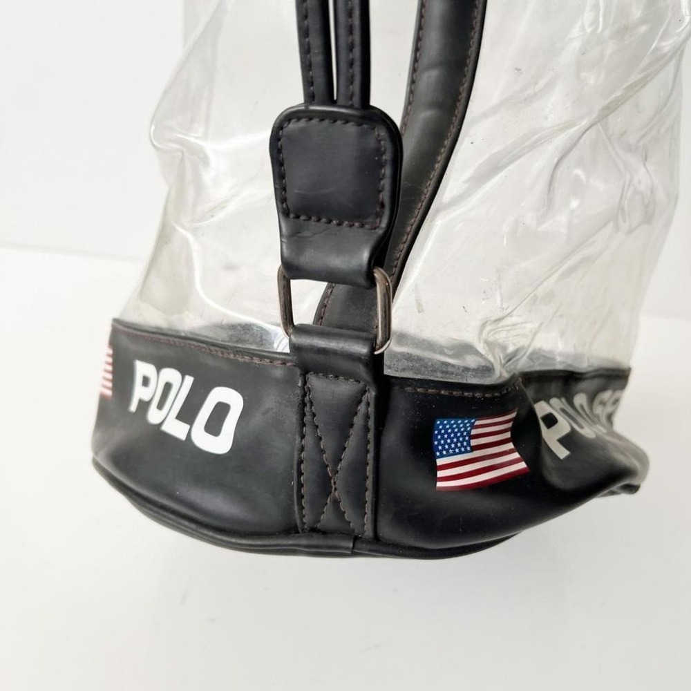 Vintage POLO SPORT Ralph Lauren Clear Vinyl Bucket Bag Drawstring Beach Flag - Picture 7 of 8